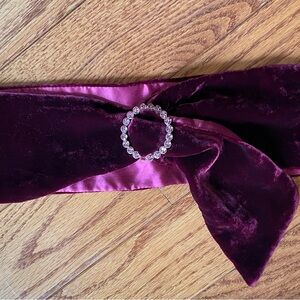 Elegant Velvet Belt with Rhinestone Buckle
